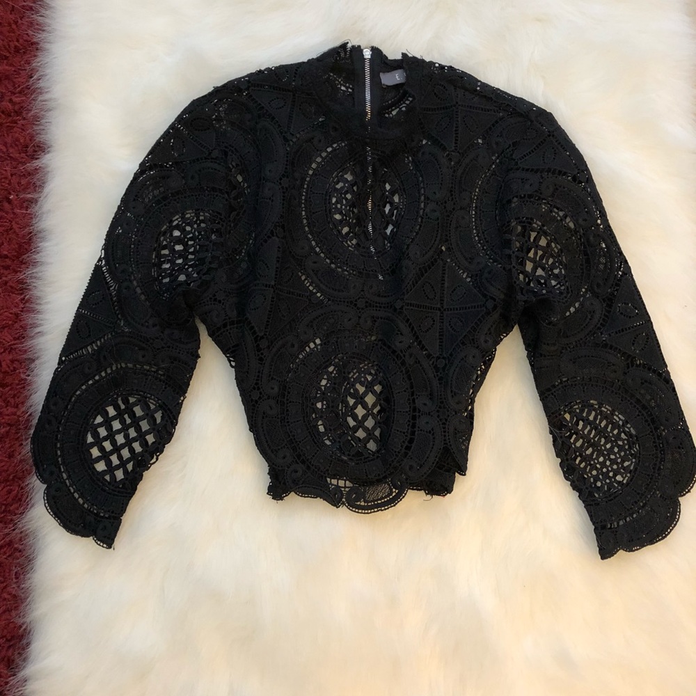 Black lace crop top